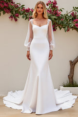 Mermaid Long Sleeve Ivory Wedding Dress