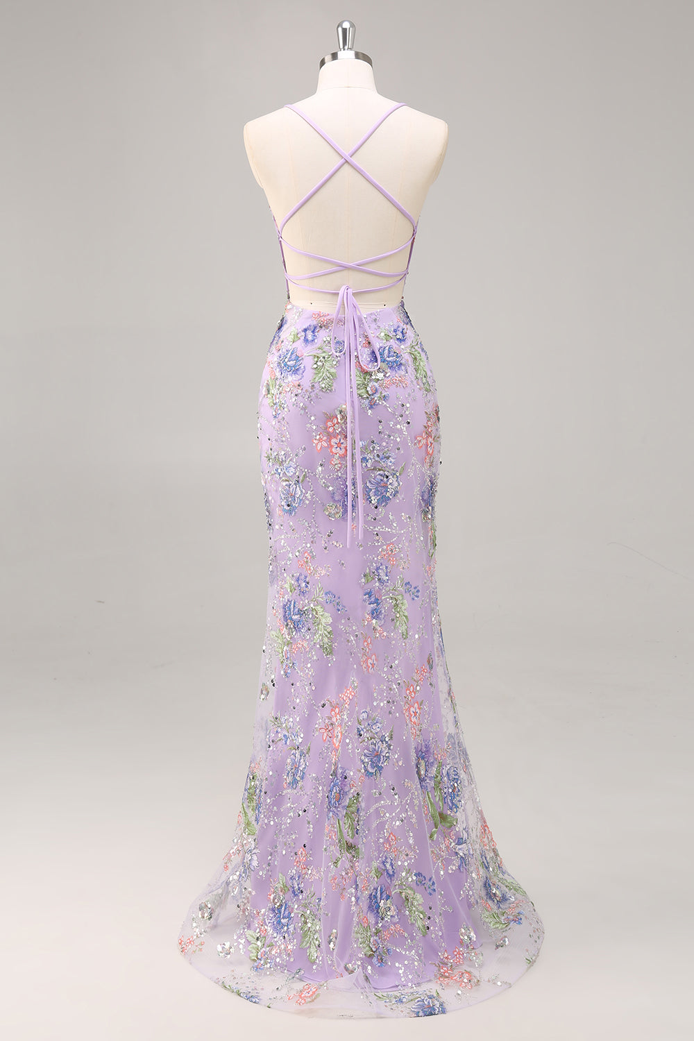Sequins Mermaid Spaghetti Straps Pink Prom Dress with Appliques