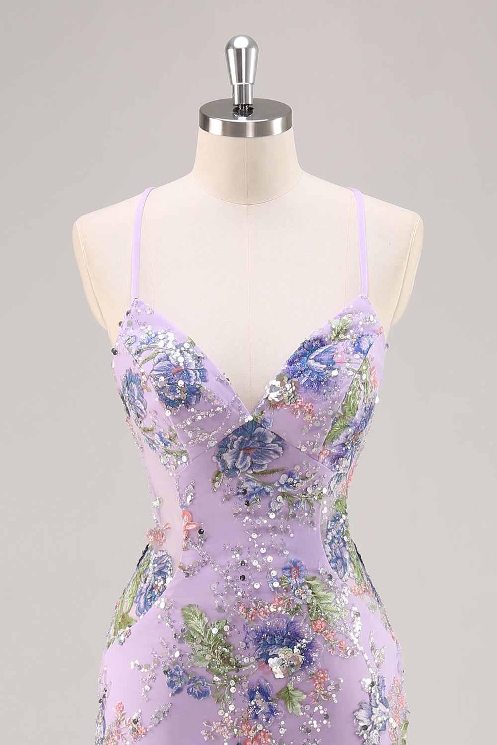 Sequins Mermaid Spaghetti Straps Pink Prom Dress with Appliques