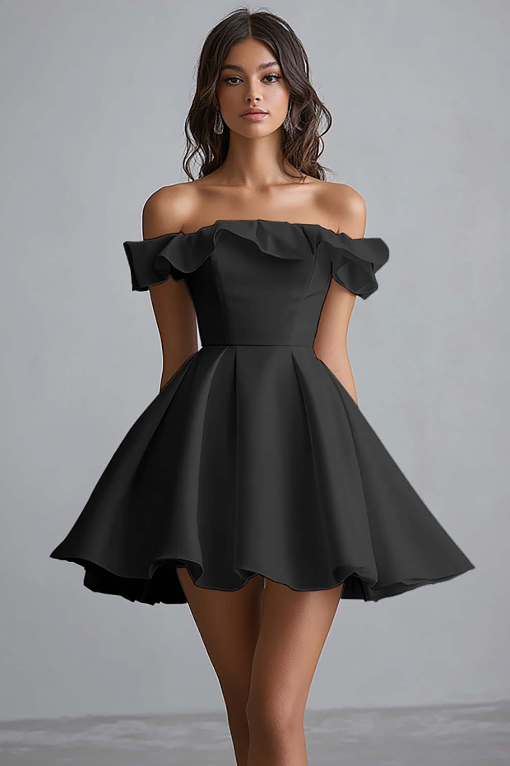 Off The Shoulder A Line Mini White Graduation Dress