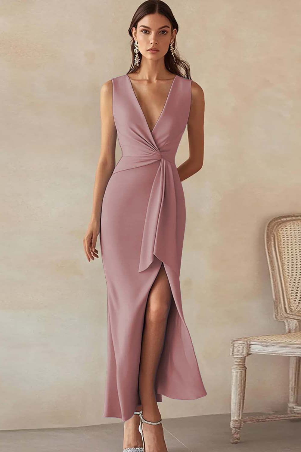 Ivory V Neck Bodycon Work Dress